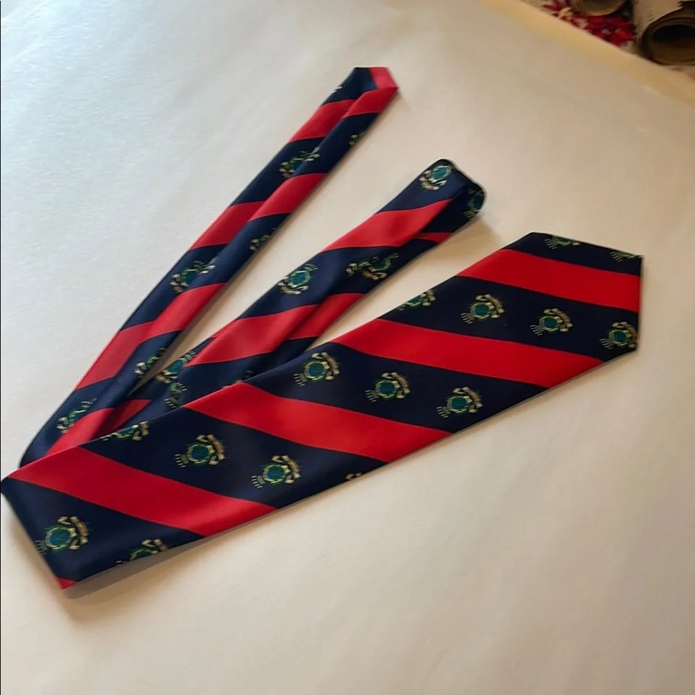 Elegant Red and Blue Striped Men's Tie by Christian Armand hand made 100% silk